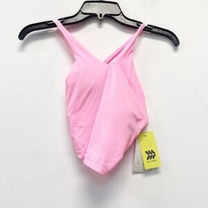 All In Motion Women Light Support V Neck Crisscross Back Crop Sports Bra Pink XS